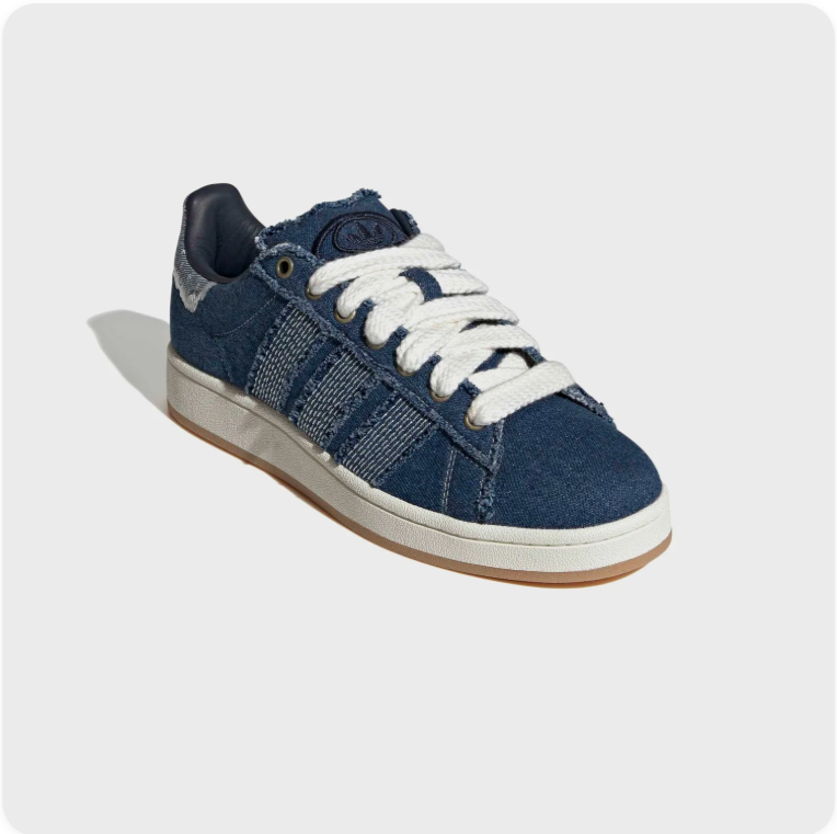 Adidas Campus 00s Sneakers – Distressed Denim Blue / White / Gum