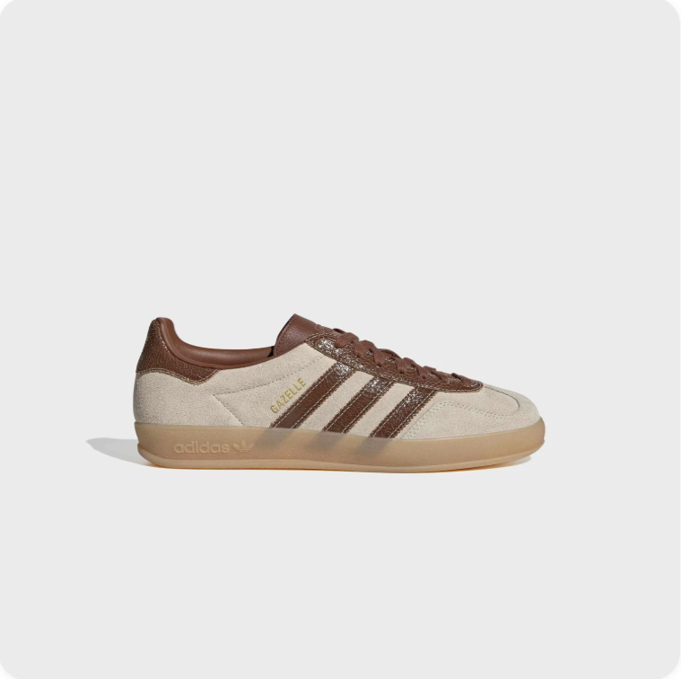 Adidas Gazelle Indoor Sneakers – Cream / Chocolate Brown / Gold