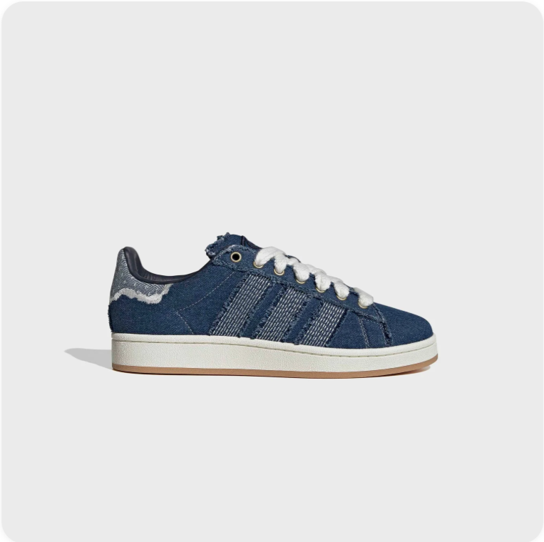 Adidas Campus 00s Distressed Denim Blue - clean side profile view