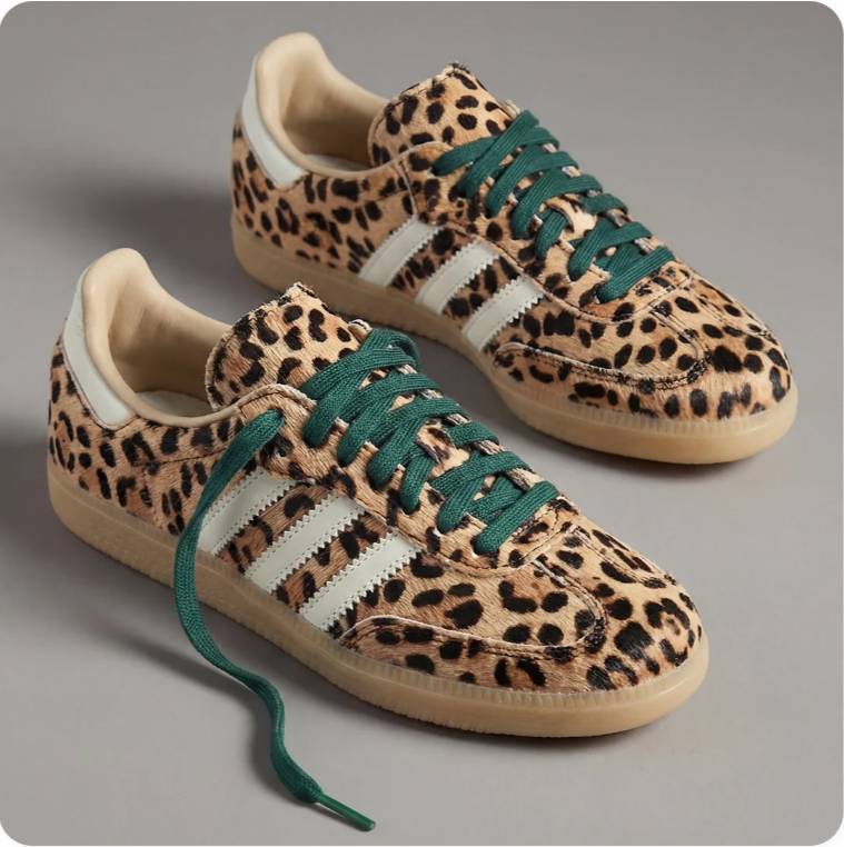Adidas Samba Leopard Print Sneakers – Green Laces & Gum Sole