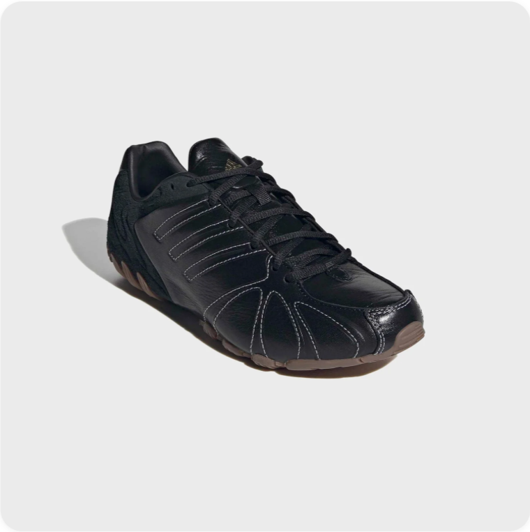 Adidas Tunit Sneakers – Black Leather / Iridescent Stitch / Gum