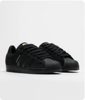 Adidas Superstar Sneakers – Triple Black Suede & Gold