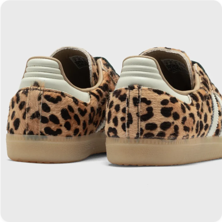 Adidas Samba Leopard Print Sneakers – Green Laces & Gum Sole