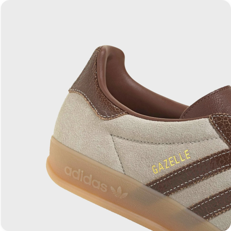 Adidas Gazelle Indoor Sneakers – Cream / Chocolate Brown / Gold