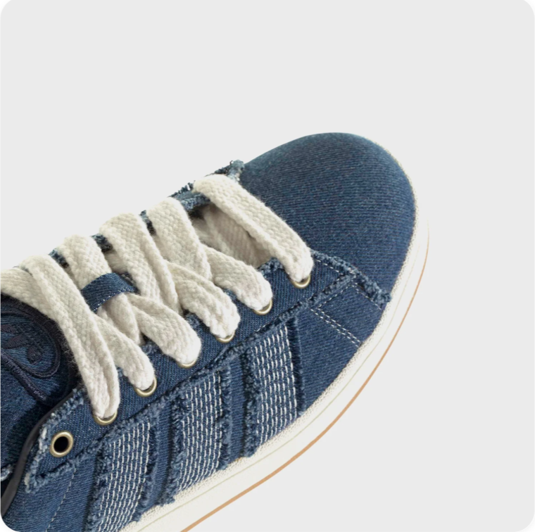 Adidas Campus 00s Sneakers – Distressed Denim Blue / White / Gum
