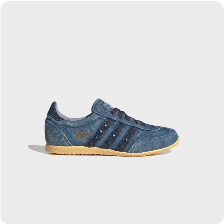 Adidas Japan Washed Denim Blue - side profile view showing JAPAN badge