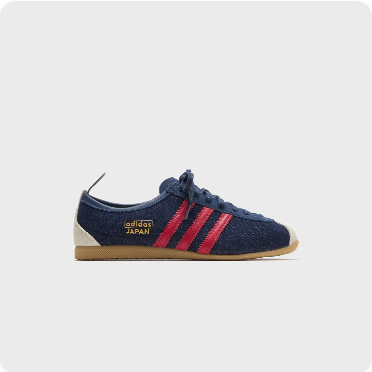 Adidas Japan Navy Blue Crimson Red - side profile view showing JAPAN badge