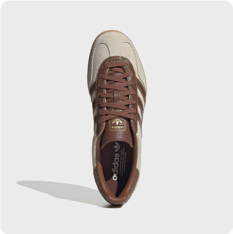 Adidas Gazelle Indoor Sneakers – Cream / Chocolate Brown / Gold