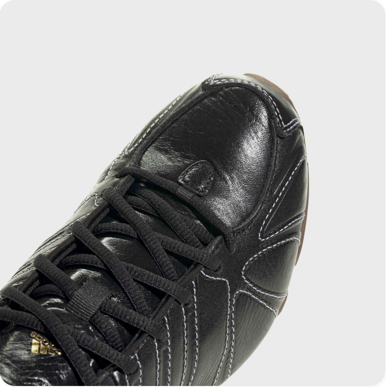Adidas Tunit Sneakers – Black Leather / Iridescent Stitch / Gum