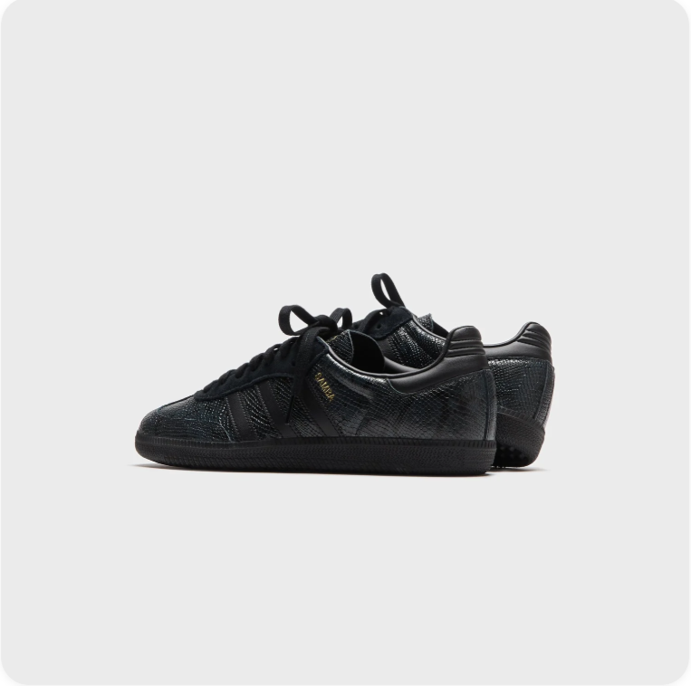 Adidas Samba Triple Black Reptile Embossed - rear three-quarter pair view