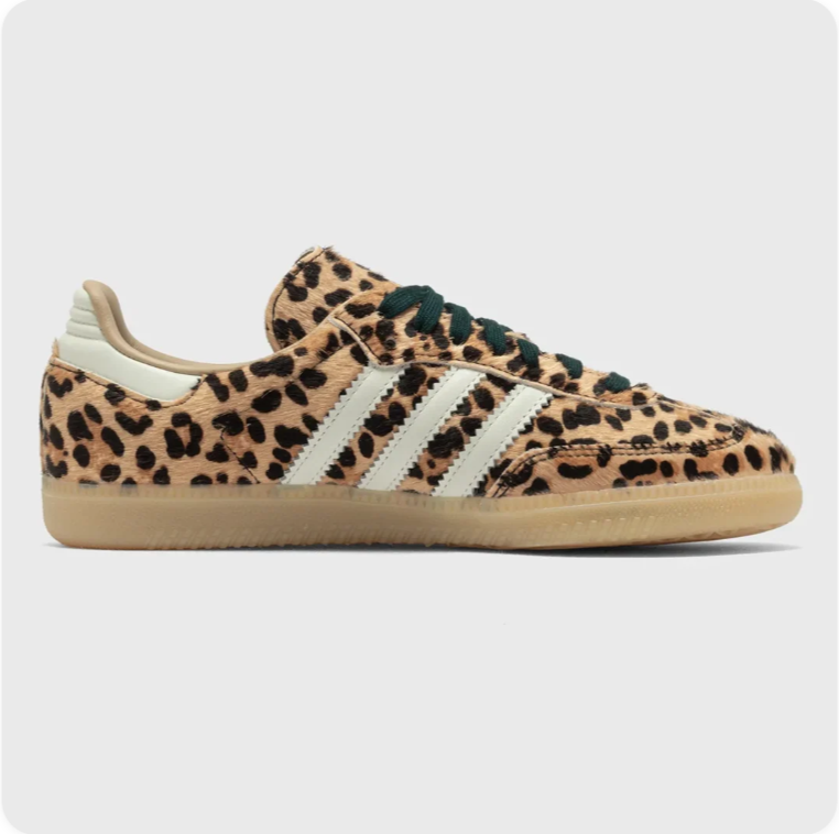 Adidas Samba Leopard Print Sneakers – Green Laces & Gum Sole